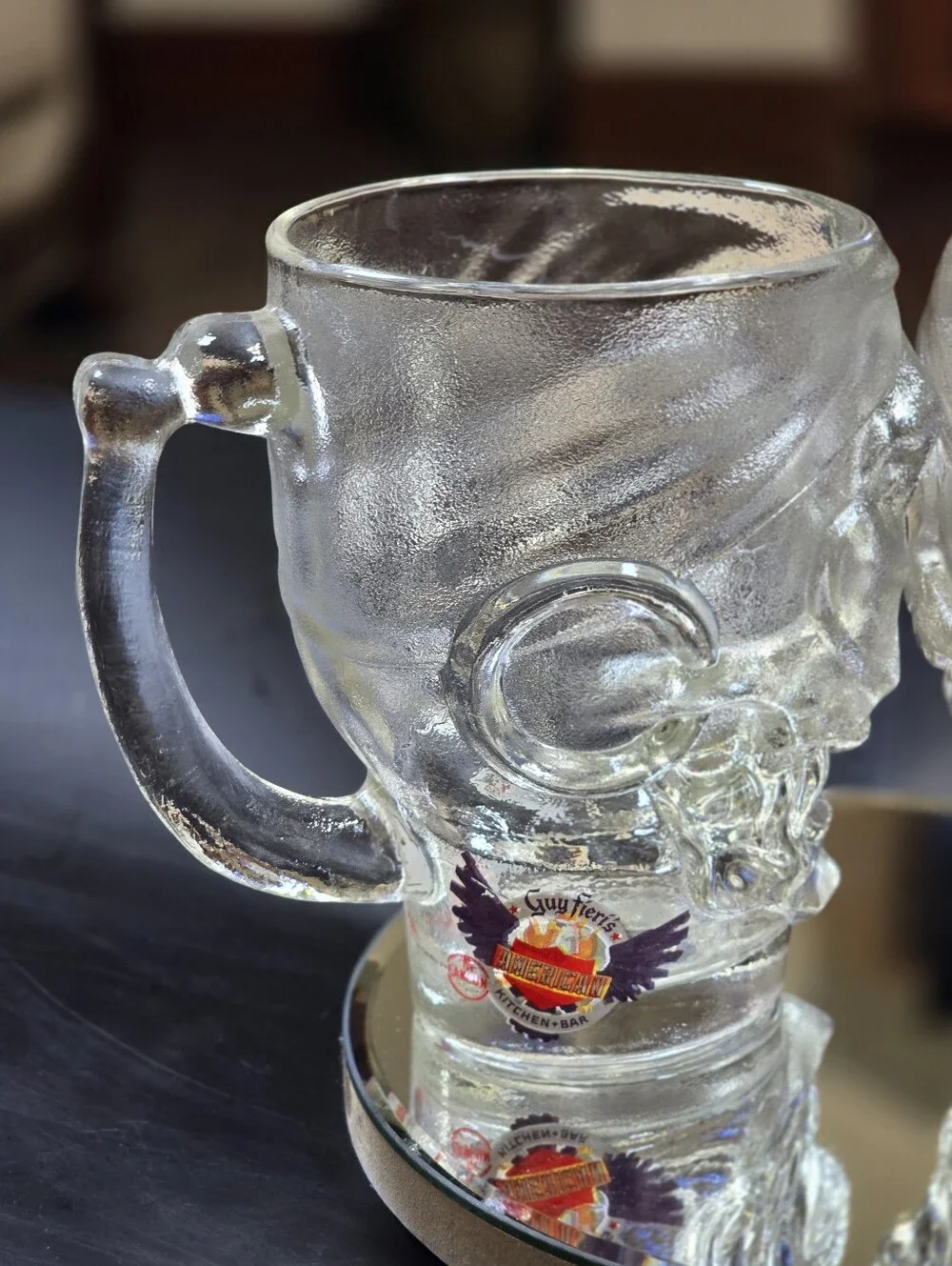 Guy Fieri American Kitchen Clear Glass Prirate Skull Beer Mugs Set Of 2